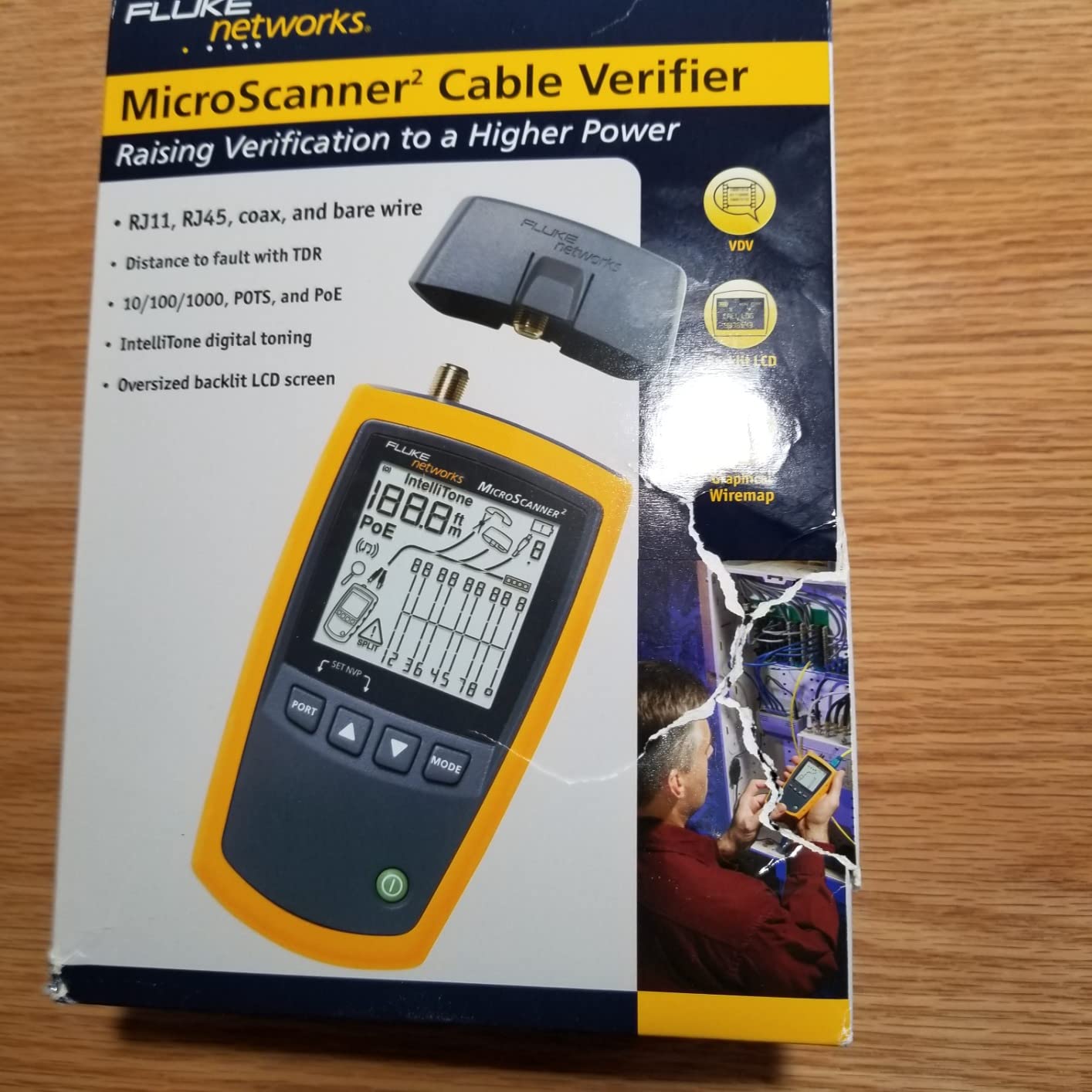 Fluke Networks MS2-100 MicroScanner2 Copper Cable Verifier with Built-In IntelliTone Toning, Troubleshoots RJ11, RJ45, Coax, Tests 10/100/1000Base-T, and VoIP customer photo 2