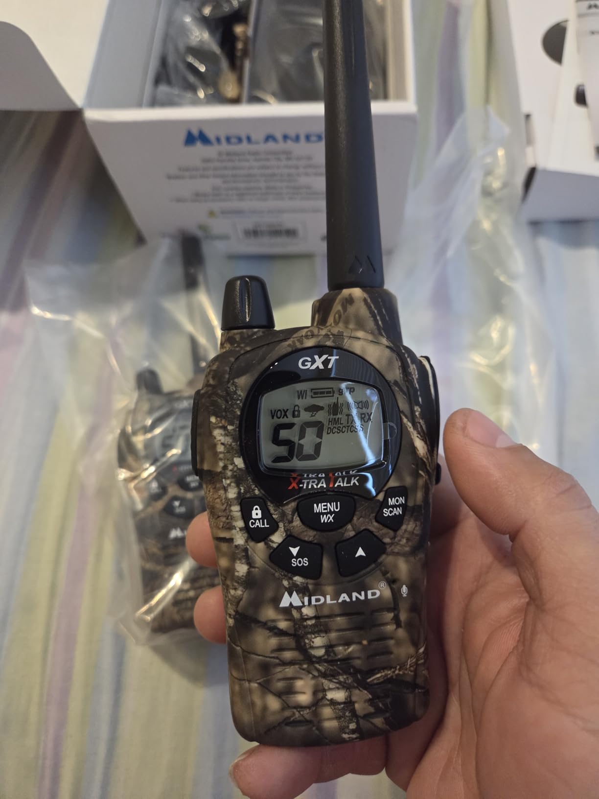 Midland GXT1000VP4 GMRS Two-Way Radio (50 Channel, Long Range, 142 Privacy Codes, SOS, NOAA, Rechargeable Nickel Battery, Black/Silver 2-Pack) customer photo 2