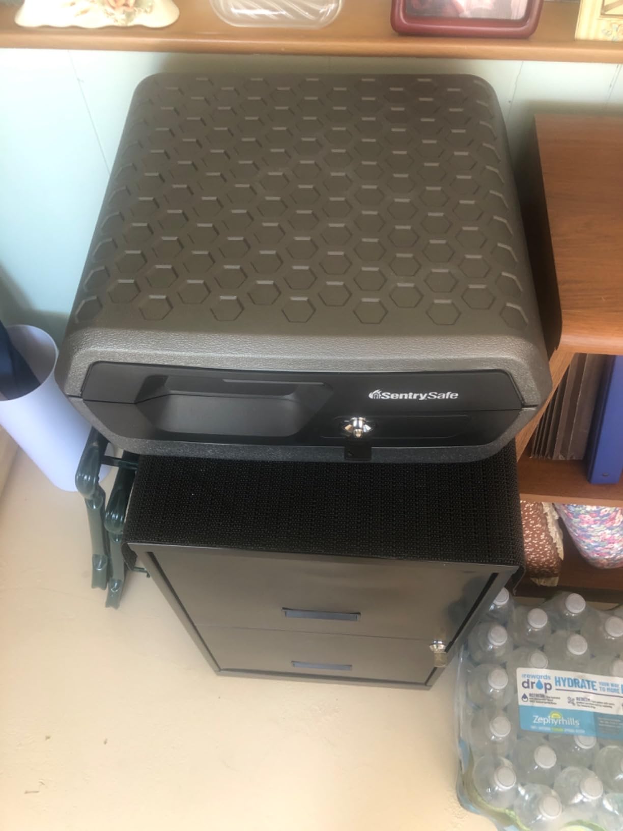 SentrySafe Fireproof and Waterproof Document Safe with Key Lock, Lock Box for Cash, Passport, Jewelry, Exterior: 16.5 in W x 14.8 in D x 7.6 in H, Black, 0.36 Cubic Feet, CHW30220 customer photo 1