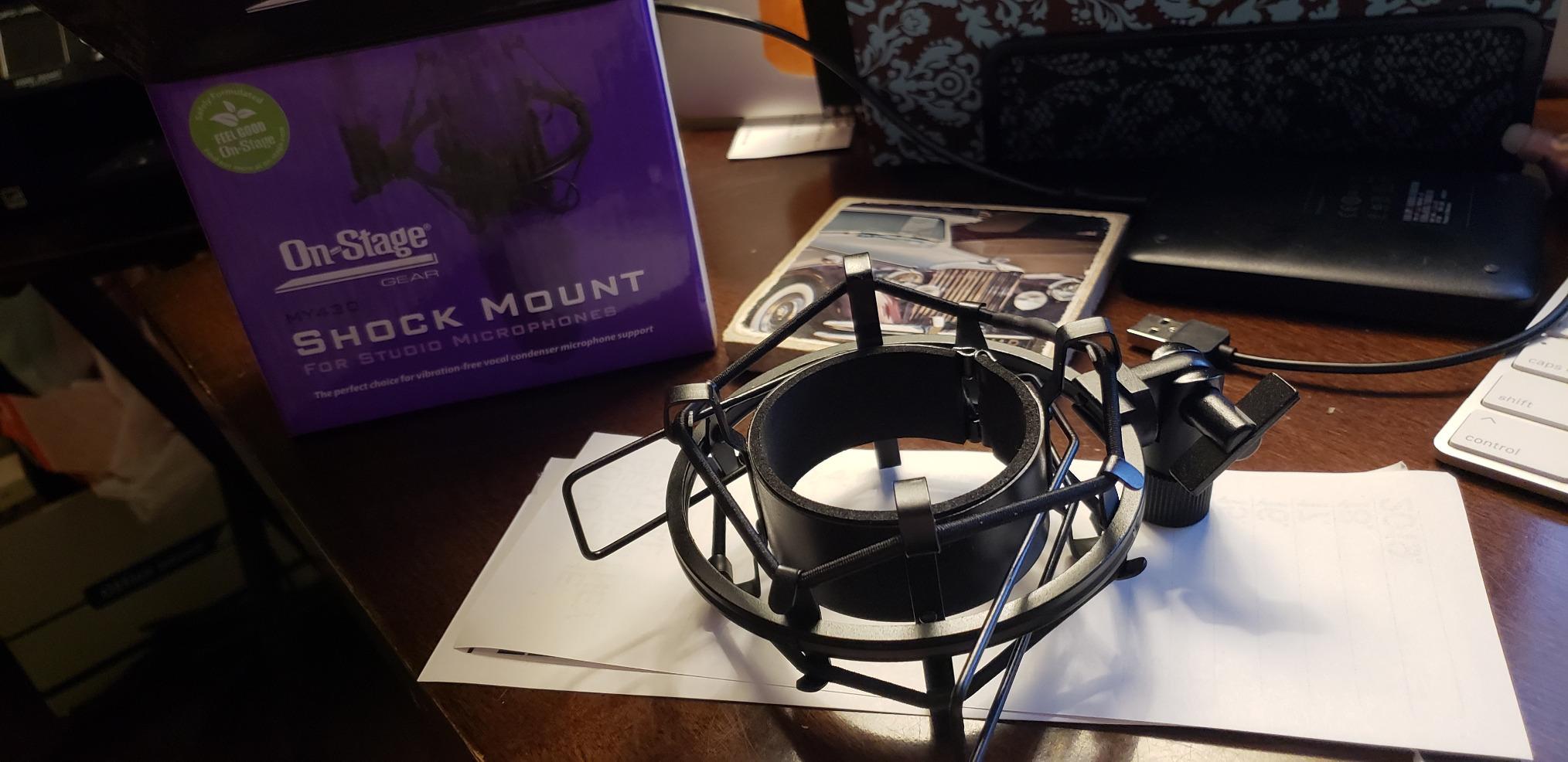 On-Stage MY430 Shock Mount for Studio Mics (55-60 mm) (Elastic Suspension Mount for Large-Diaphragm Condenser Microphones, Adjustable, Vibration Isolation, Steel Adapter, 5/8