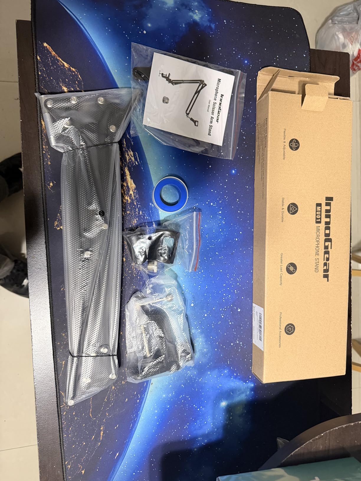 InnoGear Boom Arm Microphone Mic Stand for Blue Yeti HyperX QuadCast SoloCast Snowball Fifine Shure SM7B and Other Mic, Black customer photo 2