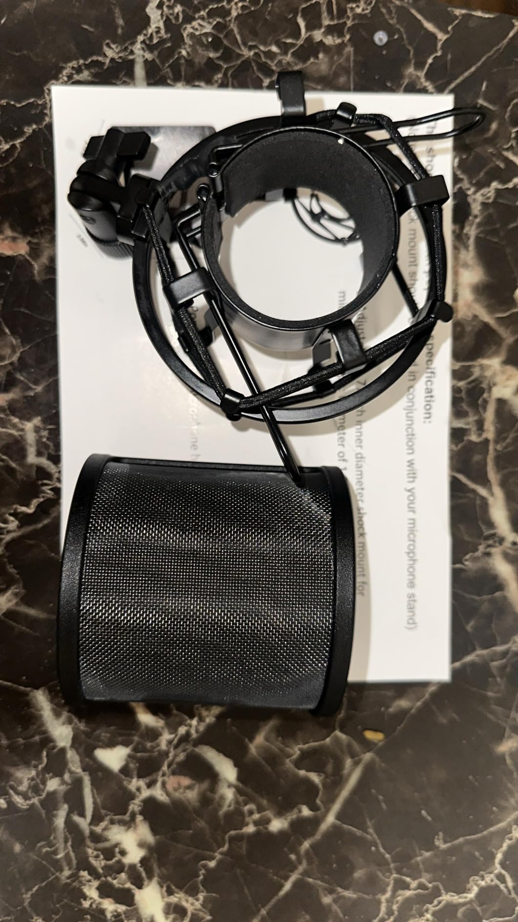 Microphone Shock Mount with Pop Filter, Mic Anti-Vibration Suspension Shock Mount Holder Clip for Diameter 46mm-51mm Microphone customer photo 2