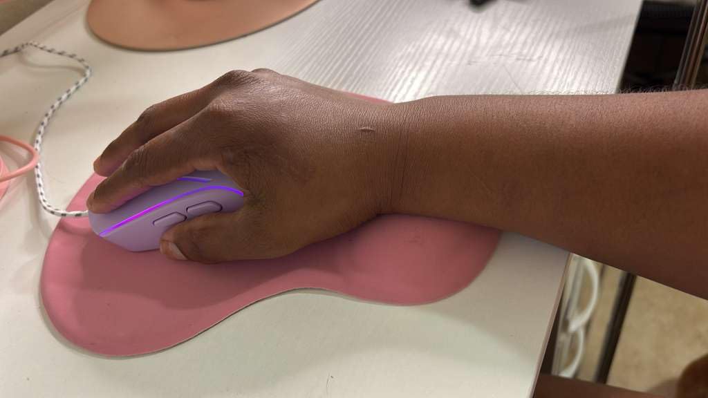 Office Mousepad with Gel Wrist Support - Ergonomic Gaming Desktop Mouse Pad Wrist Rest - Design Gamepad Mat Rubber Base for Laptop Computer -Silicone Non-Slip Special-Textured Surface (01Pink) customer photo 2