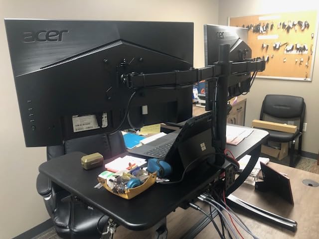 VIVO 36 inch Height Adjustable Stand Up Desk Converter, V Series, Quick Sit to Stand Tabletop Dual Monitor Riser Workstation, Black, DESK-V000V customer photo 2