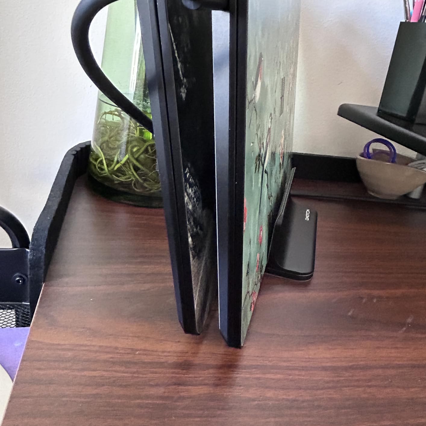 [Updated Dock Version] Vertical Laptop Stand, OMOTON Double Desktop Stand Holder with Adjustable Dock (Up to 17.3 inch), Fits All MacBook/Surface/Samsung/HP/Dell/Chrome Book (Black) customer photo 1