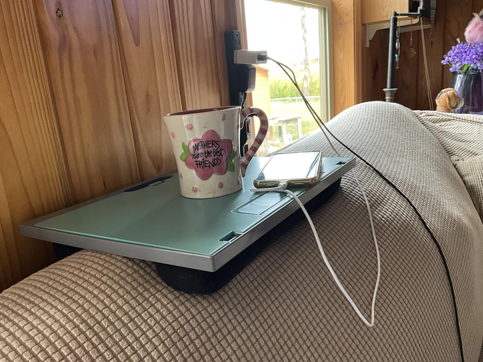 HUANUO Laptop Desk, Portable Laptop Stand Fits Up to 15.6 Inch Laptops, Adjustable with 8 Angles Lap Desks for Adults - Dual Cushion Desk for Sofa, Bed, Car or Work Table customer photo 2