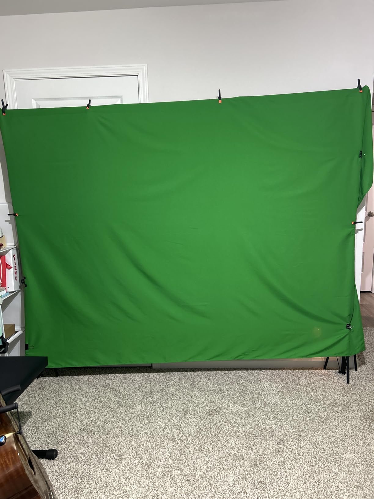 EMART Green Screen Backdrop, 6 x 9 Ft Photography Greenscreen Background Sheet Fabric Kit for YouTube Video Streaming Zoom, Small Photo Chromakey Polyester Cloth Curtain with 4 Clip customer photo 1