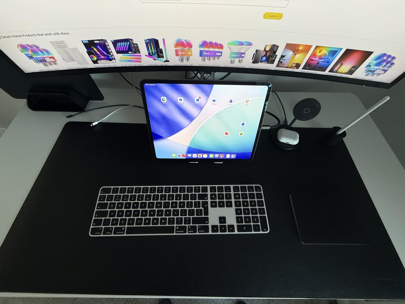 Nordik Leather Desk Mat - Whiskey Brown - Cable Organizer - Premium Mouse Mat & Desk Pad Protector - 35 X 17 Inch - Felt Vegan Leather - Large Office Mouse Pad & Blotter customer photo 1