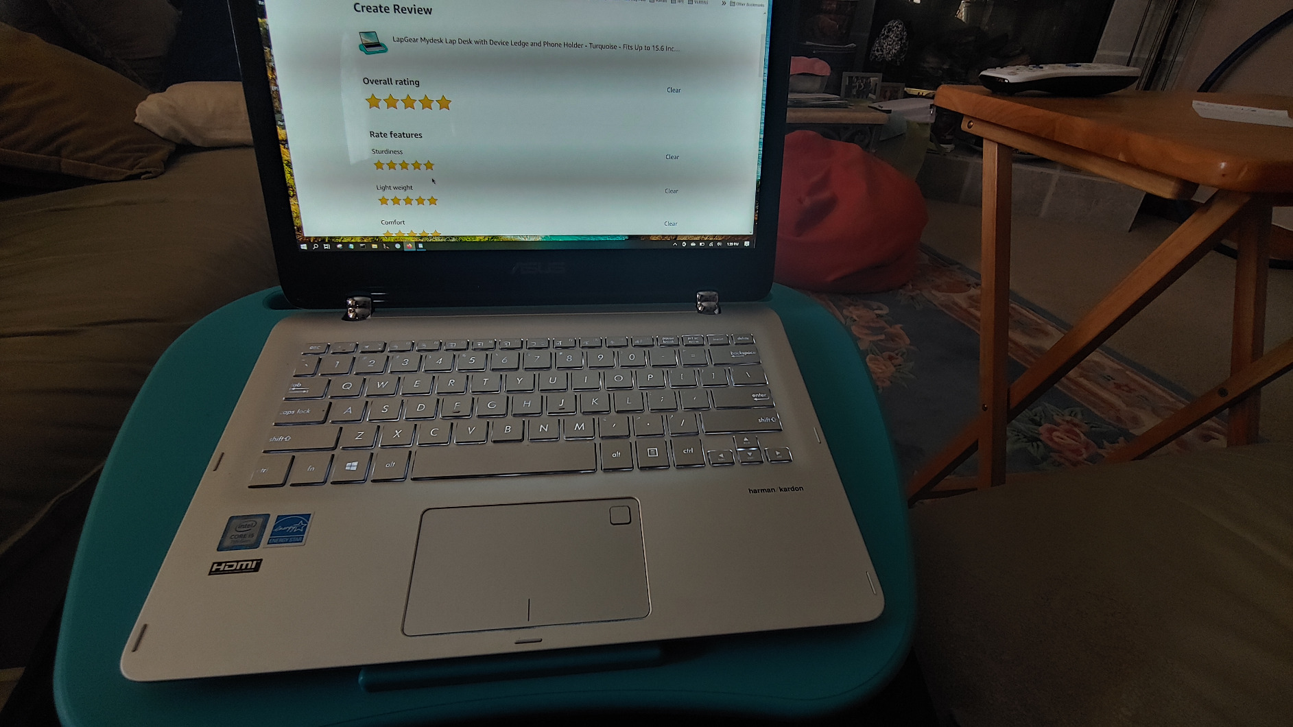 LAPGEAR MyDesk Lap Desk with Device Ledge and Phone Holder - Black - Fits up to 15.6 Inch Laptops - Style No. 44448 customer photo 1