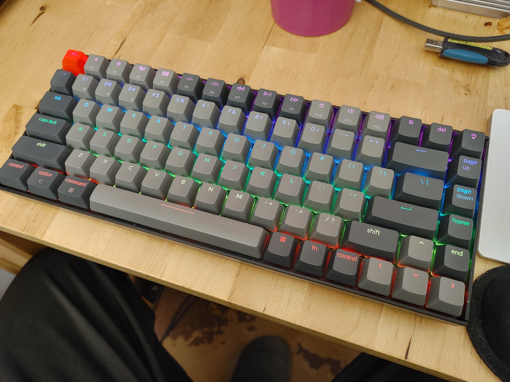 Keychron K2 75% Layout RGB Bluetooth Wireless Mechanical Keyboard with Keychron Super Brown Switch/Anti Ghosting/N-Key Rollover, Compact 84 Keys USB Wired Gaming Keyboard for Mac Windows-Version 2 customer photo 1