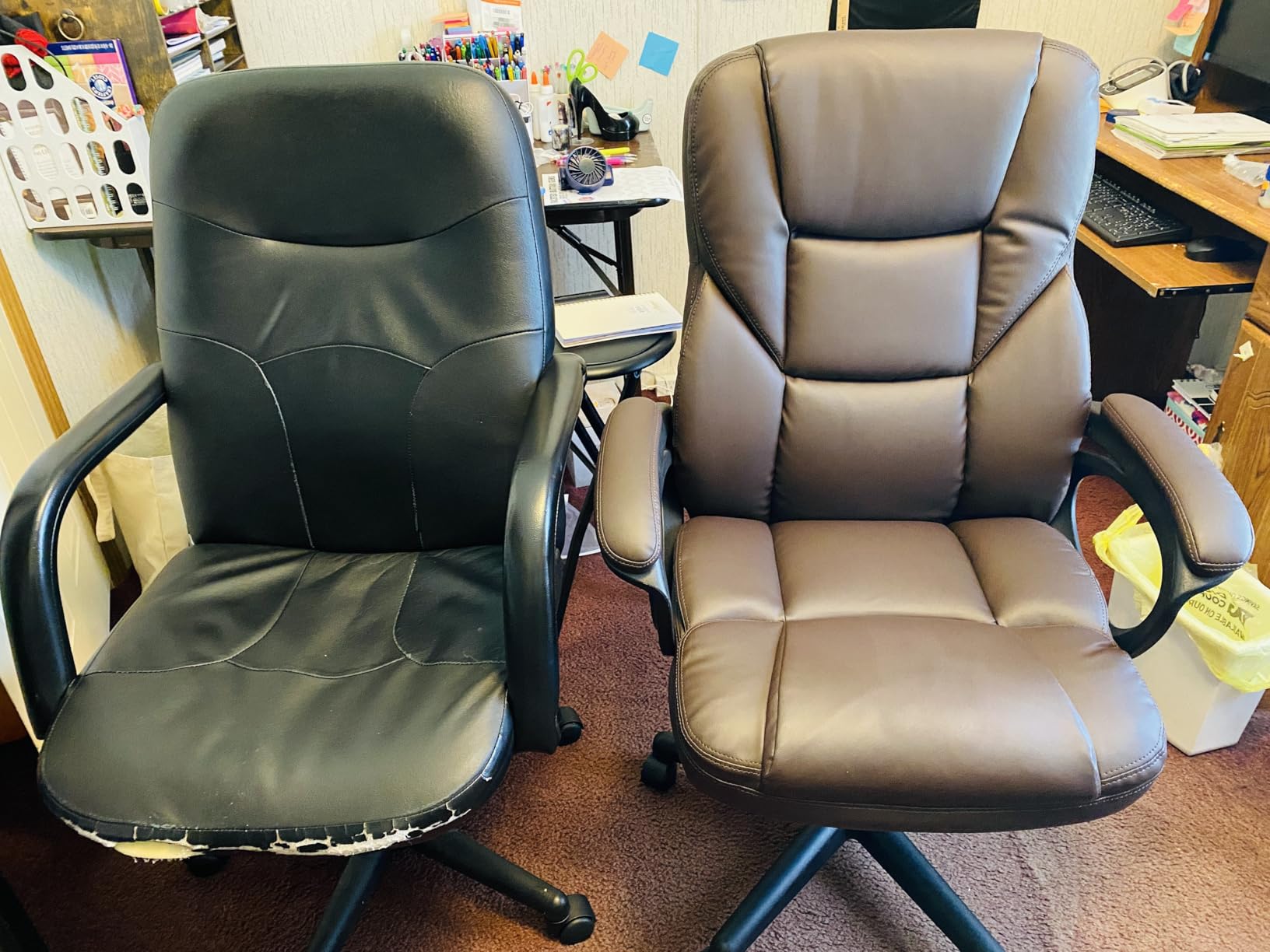 Furmax Office Executive Chair High Back Adjustable Managerial Home Desk Chair, Swivel Computer PU Leather Chair with Lumbar Support (1, Black) customer photo 1