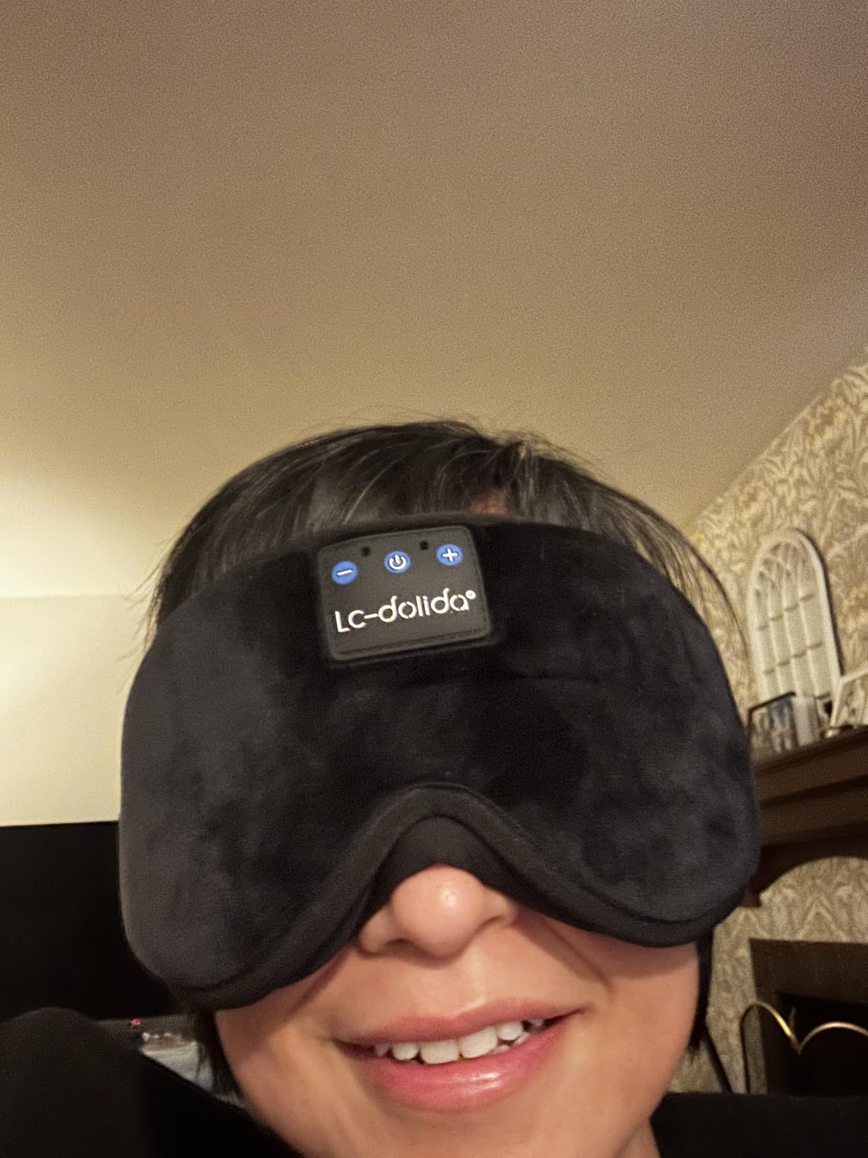 LC-dolida Sleep Headphones, 3D Sleep Mask Bluetooth Wireless Music Eye Mask, Sleeping Headphones for Side Sleepers Sleep Mask with Bluetooth Headphones Ultra-Thin Stereo Speakers Perfect for Sleeping customer photo 2