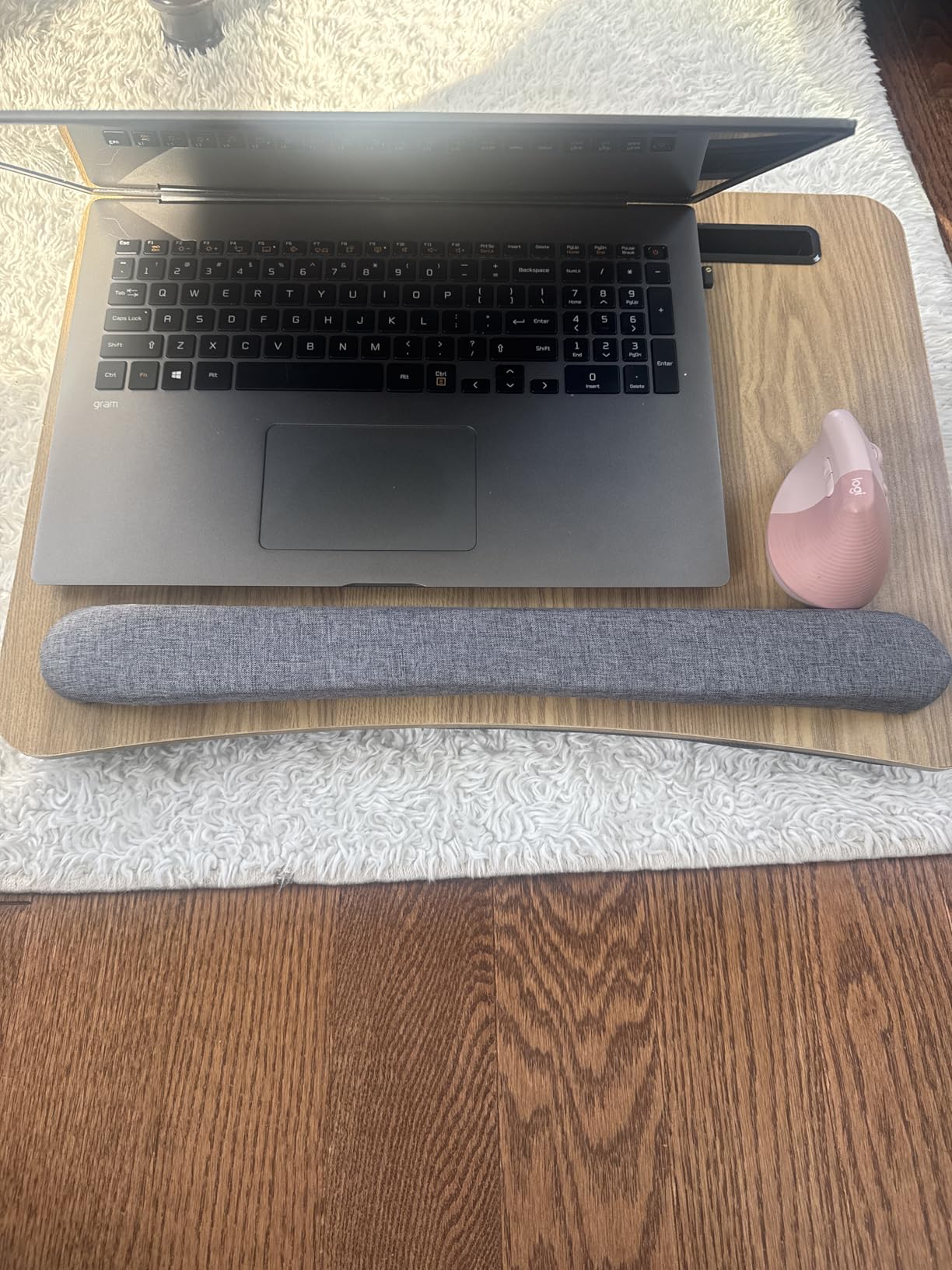 HUANUO Laptop Lap Desk - Portable Lap Desk with Pillow Cushion, Fits up to 15.6 inch Laptop, with Anti-Slip Strip & Storage Function for Home Office Students Use as Computer Laptop Stand, Book Tablet customer photo 1