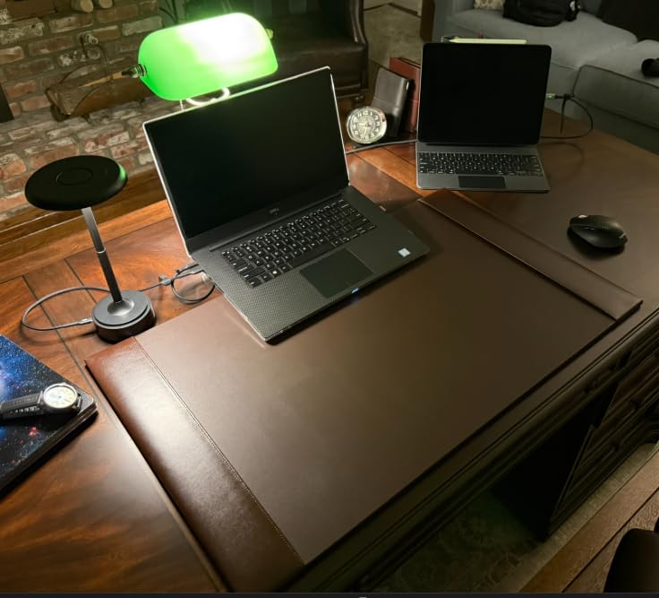 DACASSO Bonded Leather Desk Pad with Side Rails - Luxury Leather Desk Blotter for Writing - Padded Executive Desk Surface Protector - (Burgundy, 30