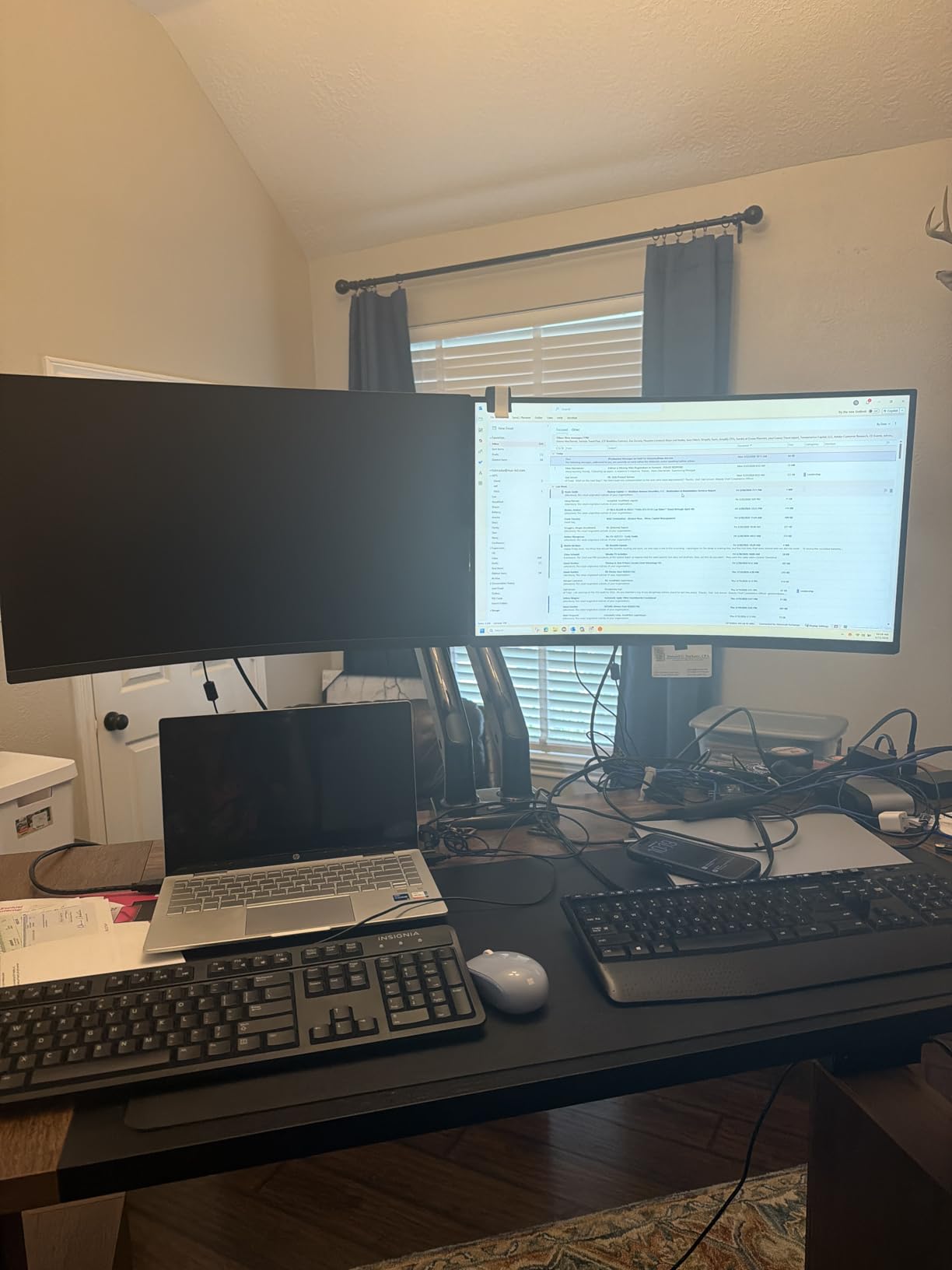 HUANUO Dual Monitor Stand for 13-40, Premium Dual Monitor Mount with USB, Height Adjustable Monitor Stand for 2 Monitors, VESA Mount with Clamp/Grommet Base, Holds 26.4lbs per Arm, HNDS7 customer photo 1