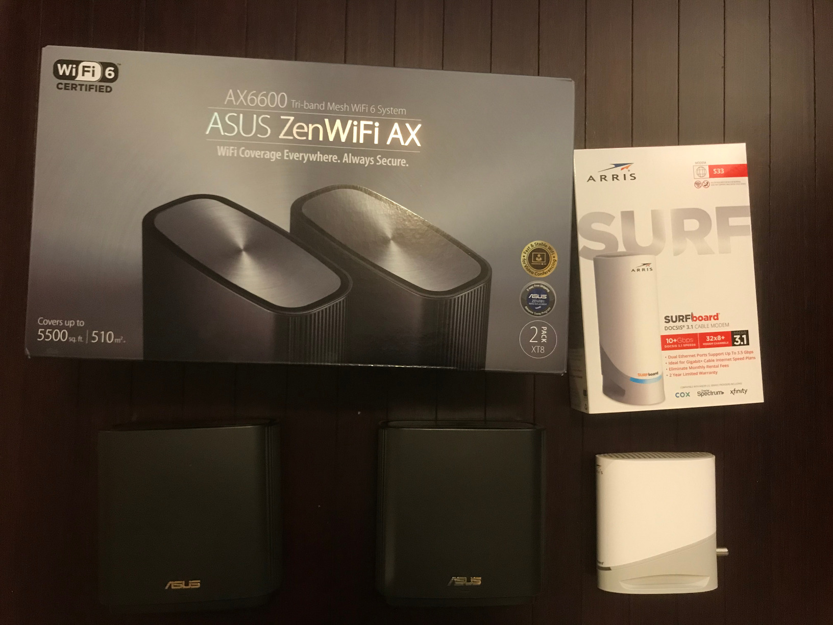 ASUS ZenWiFi AX Whole-Home Tri-Band Mesh WiFi 6 System (XT8) - 2 Pack, Coverage up to 5,500 sq.ft or 6+Rooms, 6.6Gbps, WiFi, 3 SSIDs, Life-time Network Security and Parental Controls, 2.5G Port customer photo 2