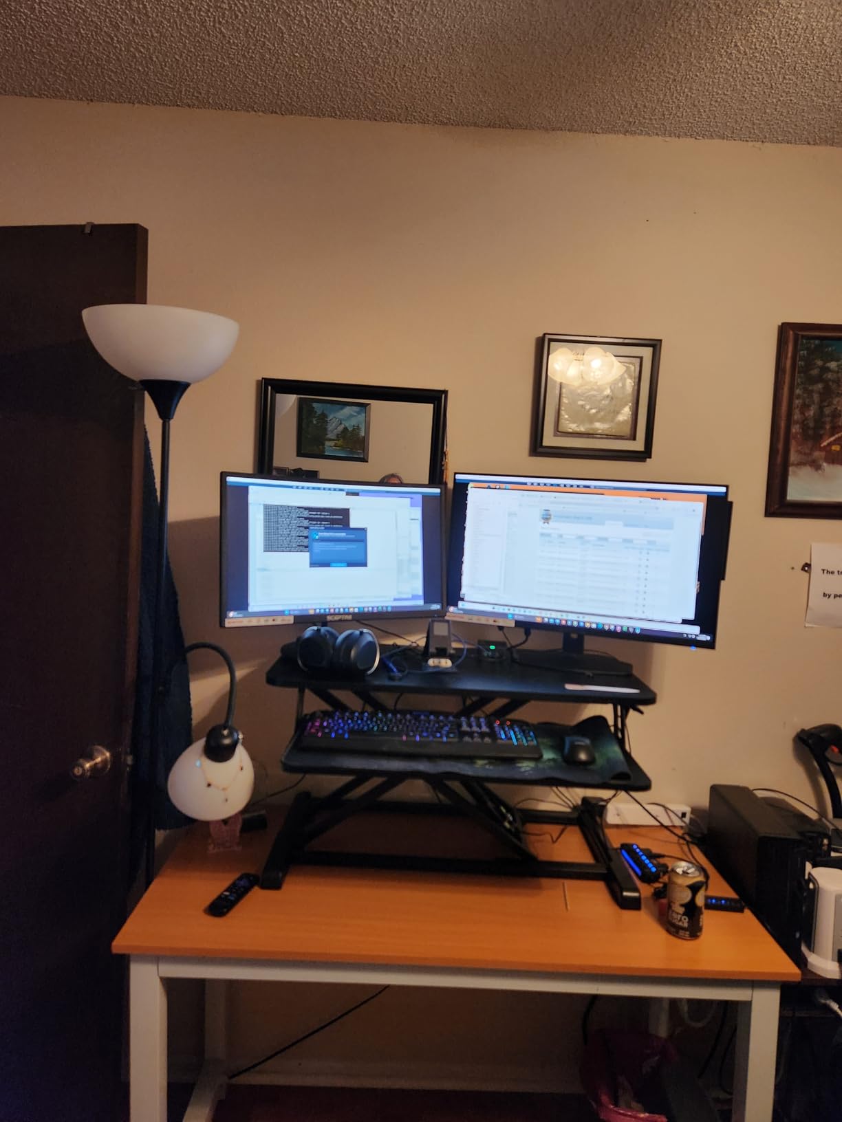 TechOrbits Standing Desk Converter - 32 Inch Adjustable Sit to Stand Up Workstation, Particle Board, Dual Monitor Desktop Riser with Keyboard Tray, for Home Office Laptop, Black 32