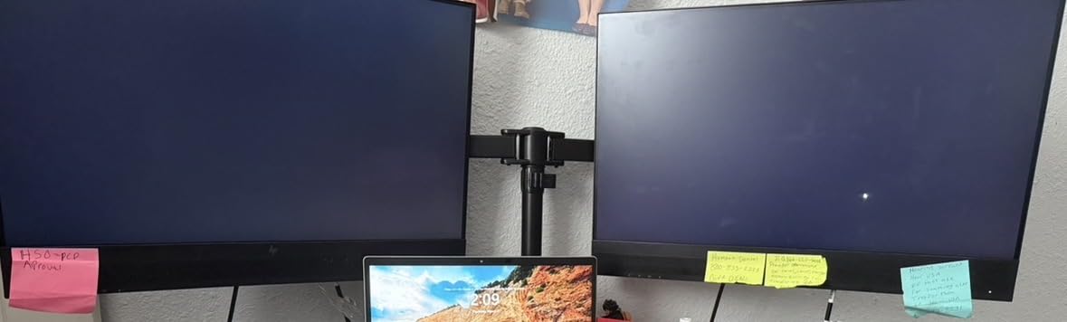 ErGear Dual Monitor Stand, Heavy Duty Adjustable Monitor Desk Mount for 2 Screens up to 32 Inches, Fully Adjustable Height, Tilt, Swivel, Rotate, Supports 17.6 lbs per Monitor Arm customer photo 1