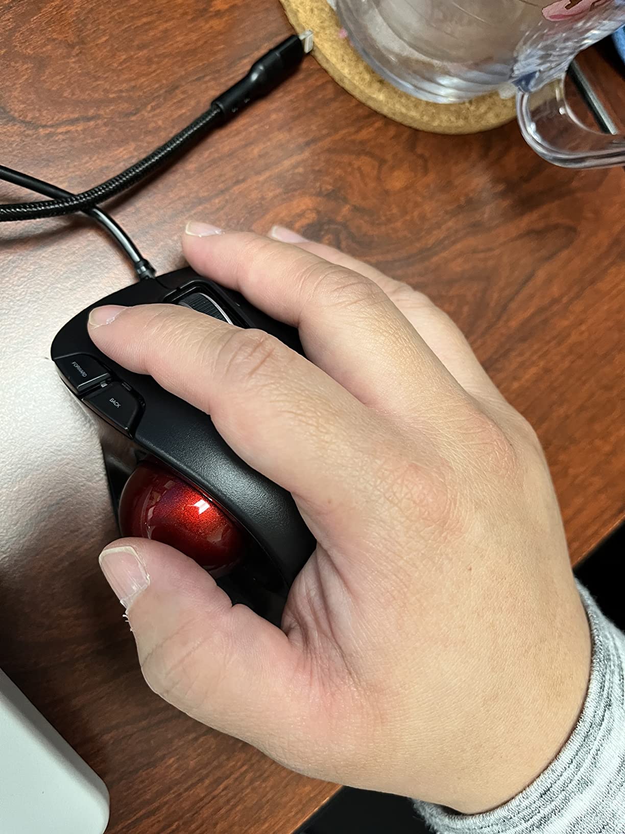 ELECOM EX-G Wired Trackball Mouse, Ergonomic Thumb Control, Smooth Tracking Roller Ball, 5 Programmable Buttons, Tilt Scroll, Computer Mice for PC Mac customer photo 1