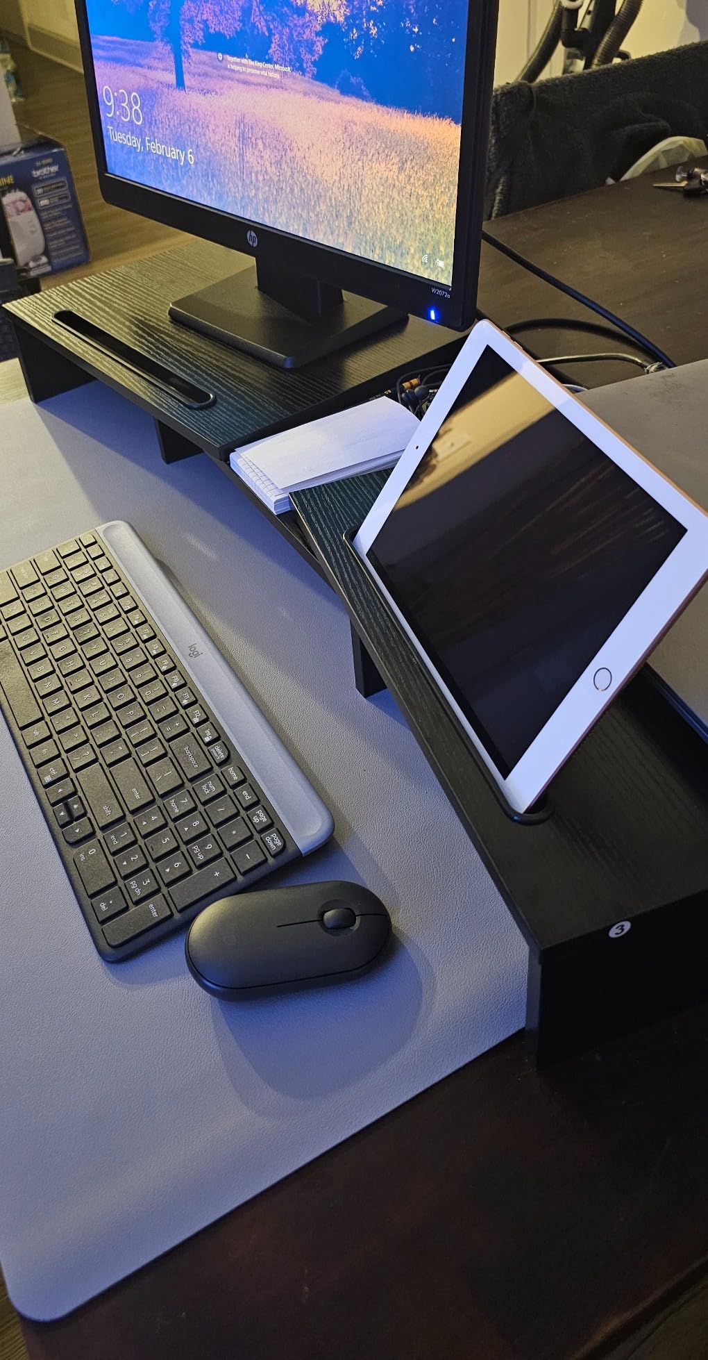 AMERIERGO Dual Monitor Stand Riser for 2 Monitors, Monitor Stand for Desk, Adjustable Computer Monitor Stand with 2 Slot, Multifunctional Desktop Organizer Stand for Laptop, PC, Computer, Printer customer photo 2