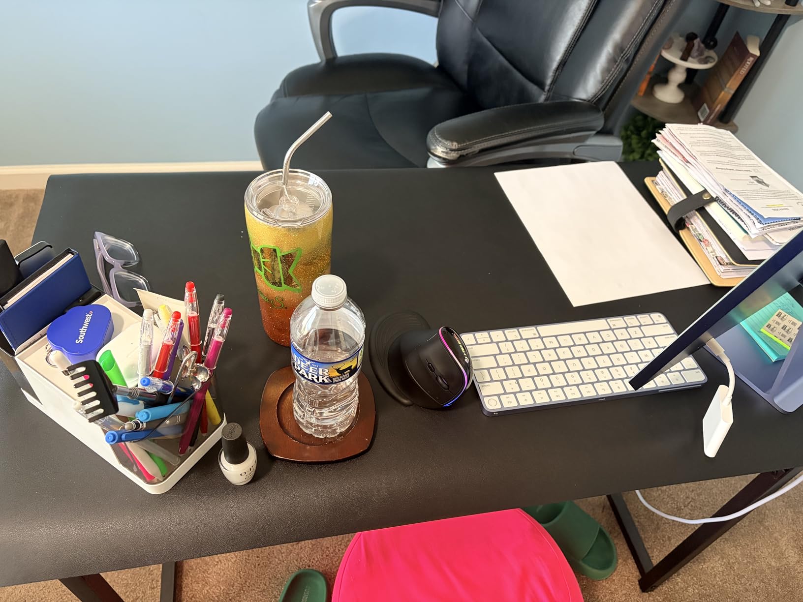 Aothia Leather Desk Pad Protector, Mouse Pad, Office Desk Mat, Non-Slip PU Leather Desk Blotter, Laptop Desk Pad, Waterproof Desk Writing Pad for Office and Home (Gray,36