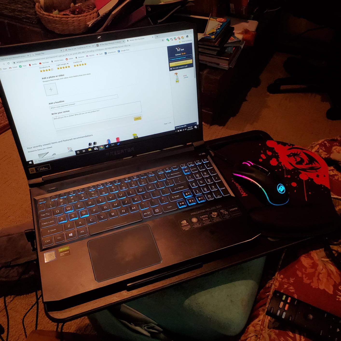 LAPGEAR Home Office Lap Desk with Device Ledge, Mouse Pad, and Phone Holder - Black Carbon - Fits up to 15.6 Inch Laptops - Style No. 91588 customer photo 2