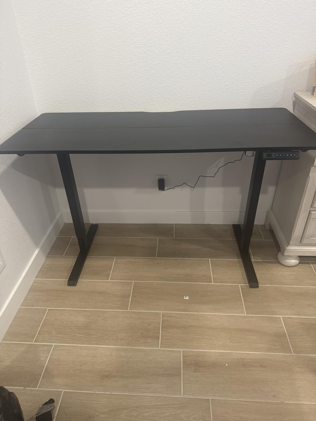 FEZIBO Electric Standing Desk, 48 x 24 Inches Height Adjustable Stand up Desk, Sit Stand Home Office Desk, Computer Desk, Rustic Brown customer photo 1