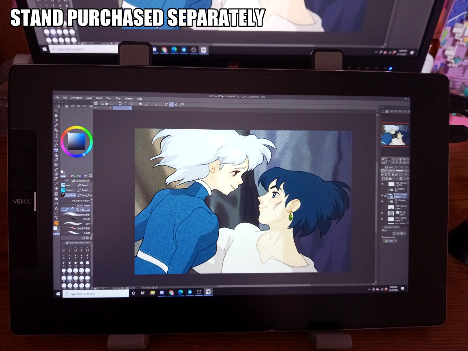 VEIKK VK1200 V2 Drawing Tablet with Screen,11.6-inch Full-Laminated Graphic Drawing Monitor,2 Battery-Free Pens with Tilt Function,6 Customizable Keys,Anti-Glare Glass(Must be Connected to PC to Work) customer photo 2