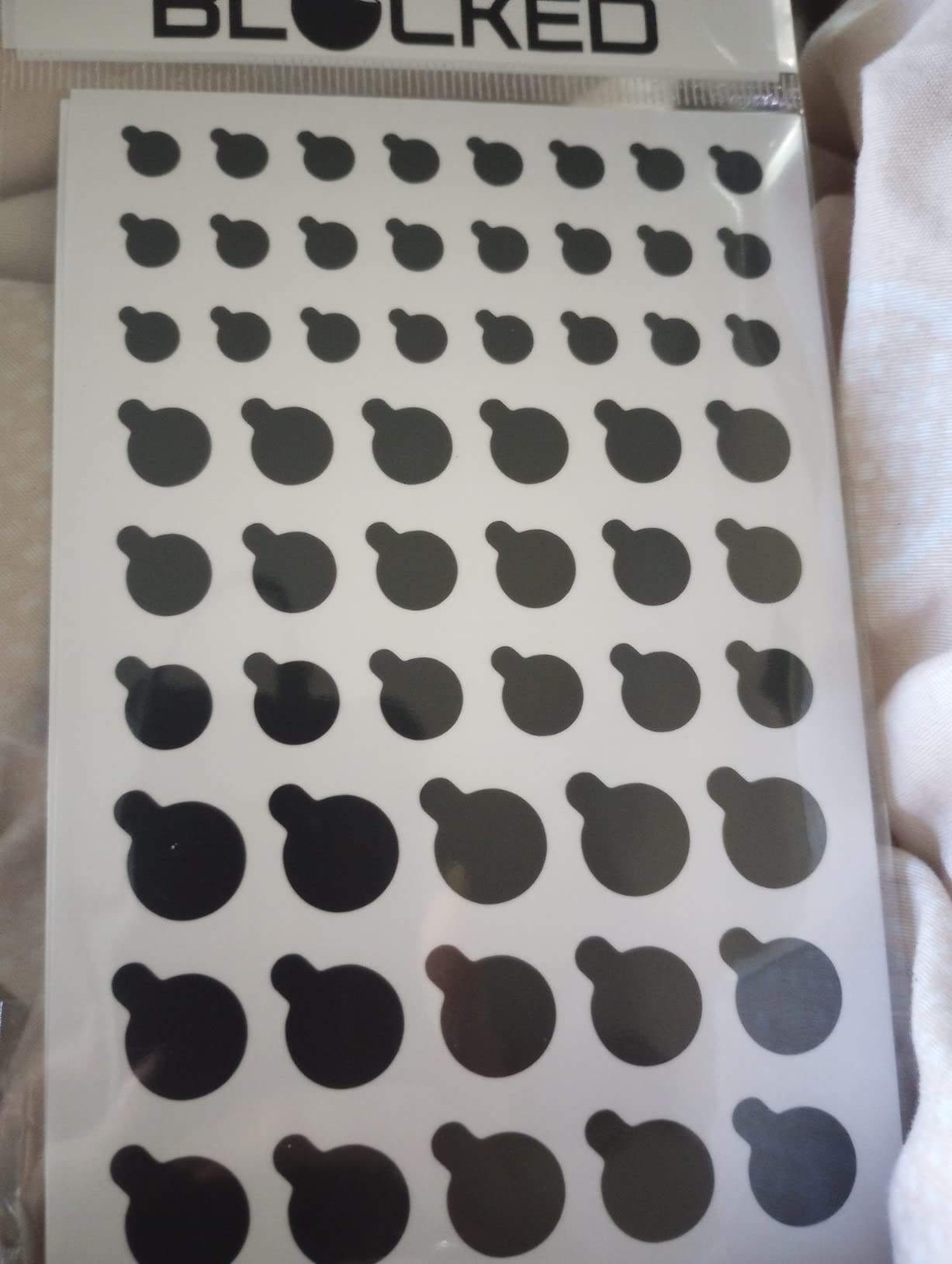 BLOCKED Webcam/Camera Vinyl Covers | Low-Tack Restickable Webcam Sticker | Multiple Sizes | Black 57-Pack Tabbed (Muted Matte) customer photo 2