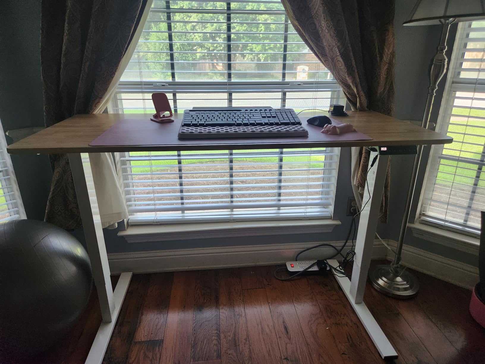 FLEXISPOT EN1 Bamboo One-Piece Standing Desk, 55 x 28 Inches Ergonomic Desk for Home Office and Gaming (White Frame + Bamboo Top) customer photo 2