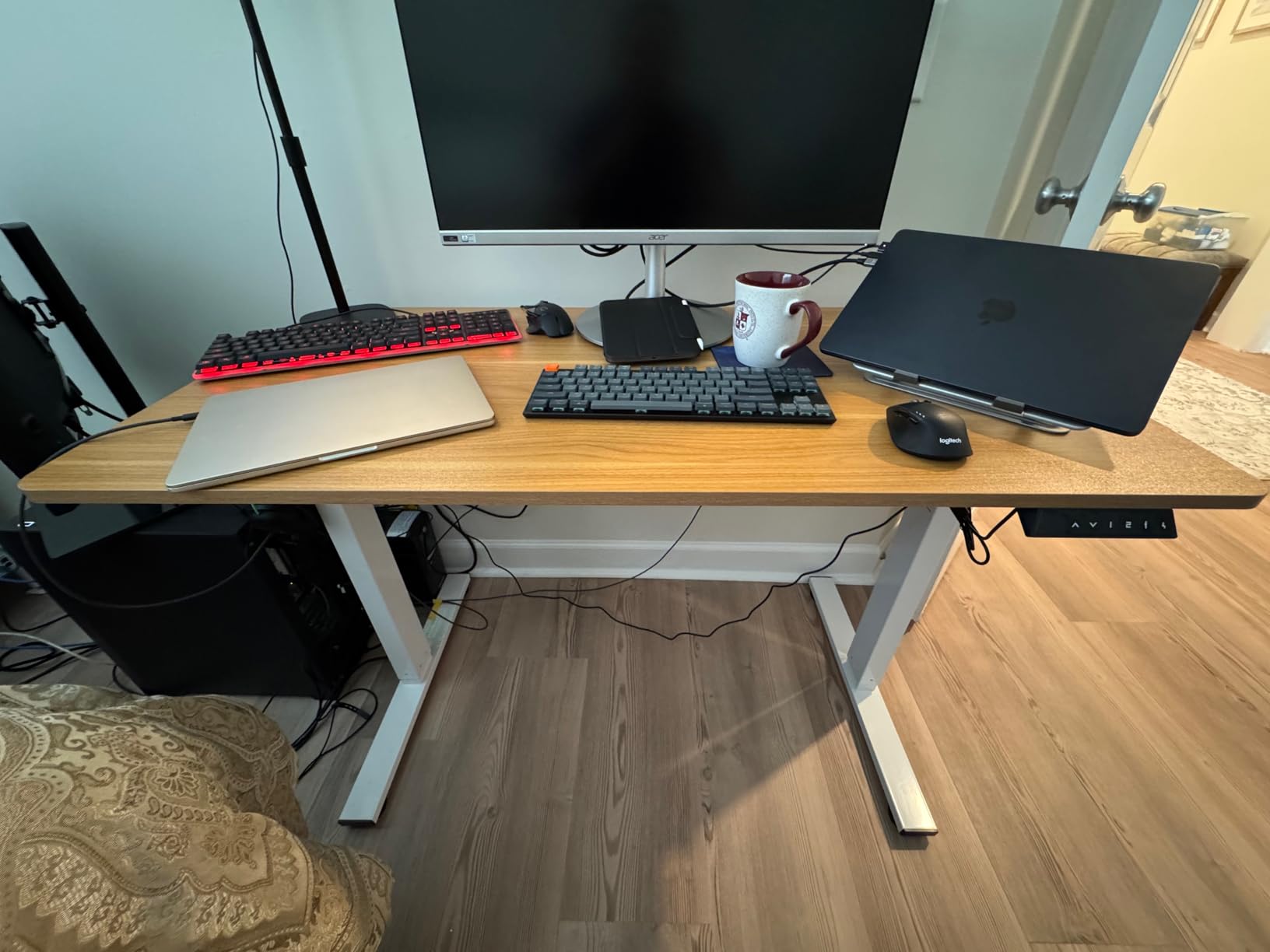 FLEXISPOT EN1 One-Piece Standing Desk, Electric Adjustable with 4 Memory Presets, 176 LBS Capacity, Stable & Quiet, Seamless Desktop for Home Office & Dual Monitors, 60