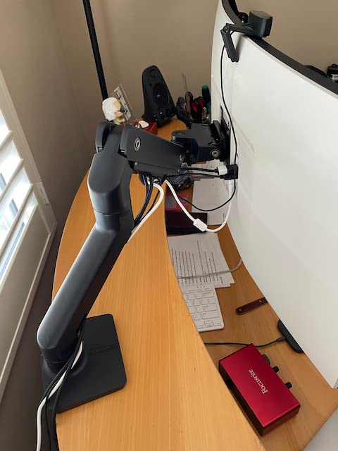 HX Premium Heavy Duty Monitor Arm, Single Monitor VESA Desk Mount - for Flat or Slight Curved Ultrawide Monitors Up to 49 inches, 20 to 42 lbs - Standard Pivot, Matte Black customer photo 2