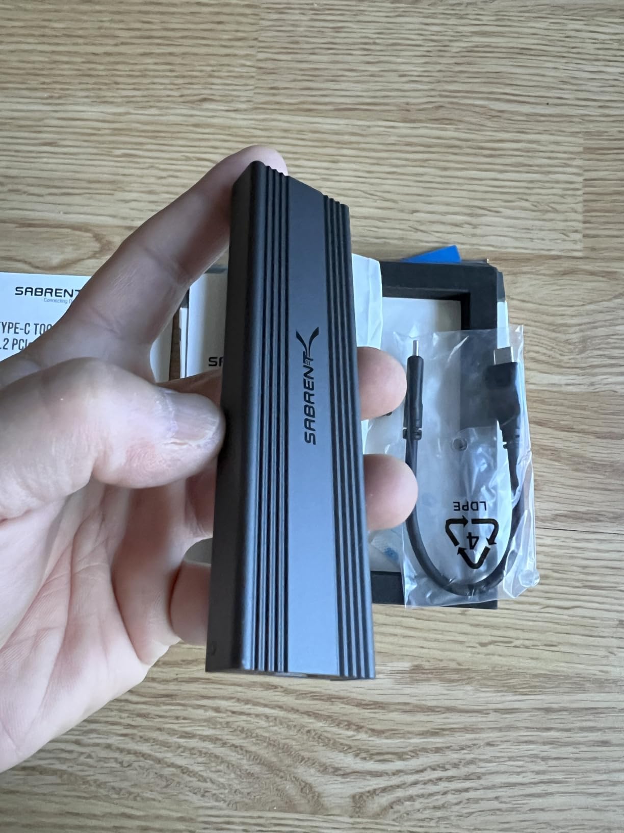 Sabrent USB 3.2 Type-C Tool-Free Enclosure for M.2 PCIe NVMe and SATA SSDs (EC-SNVE) customer photo 1