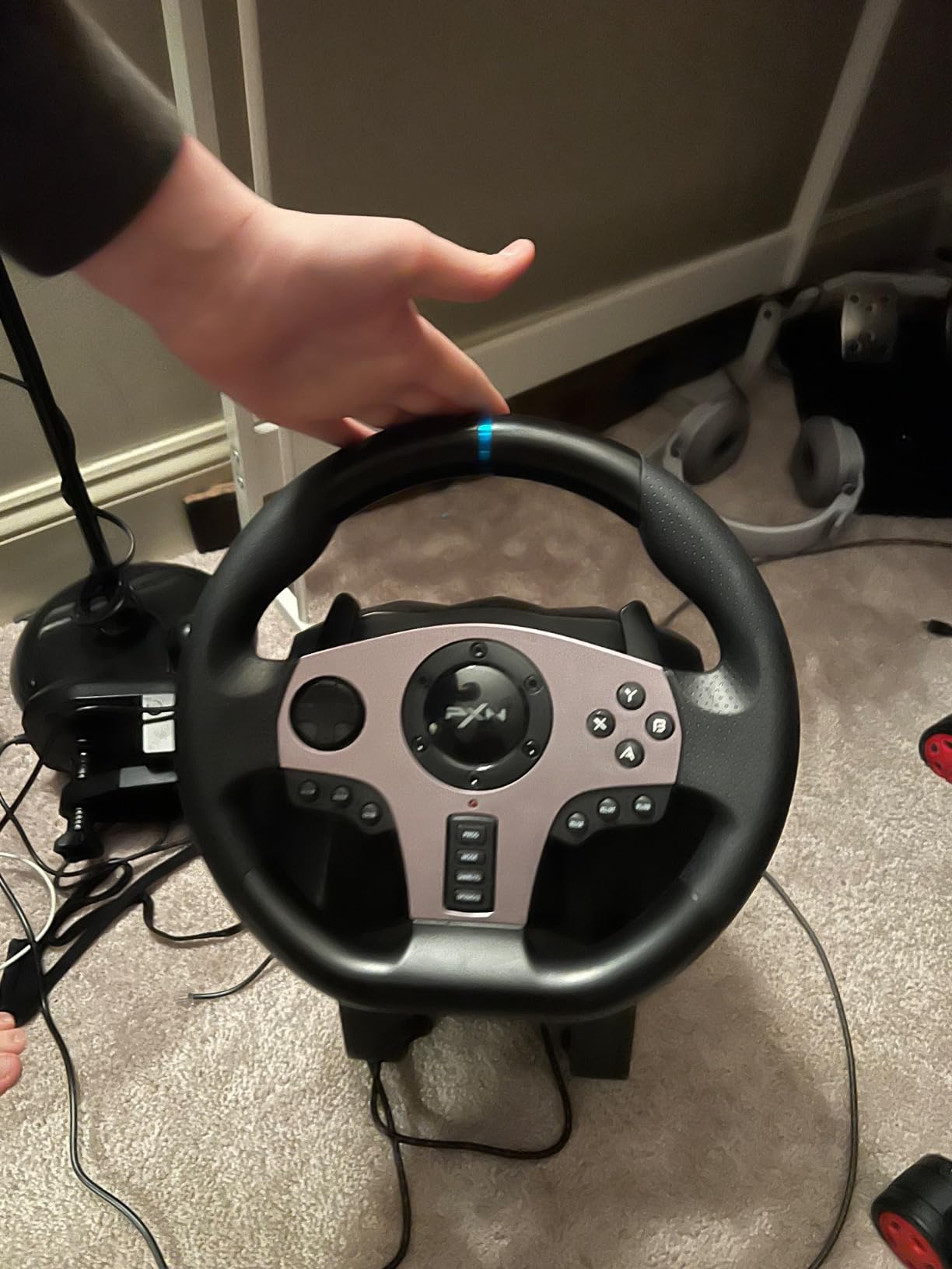 PXN V9 Steering Wheel for PC, PS4, Xbox, Switch - Universal Usb Sim Racing Wheel, APP, 270/900° Adjustable, 3 Pedals & Shifter Full Bundle(Black) customer photo 1