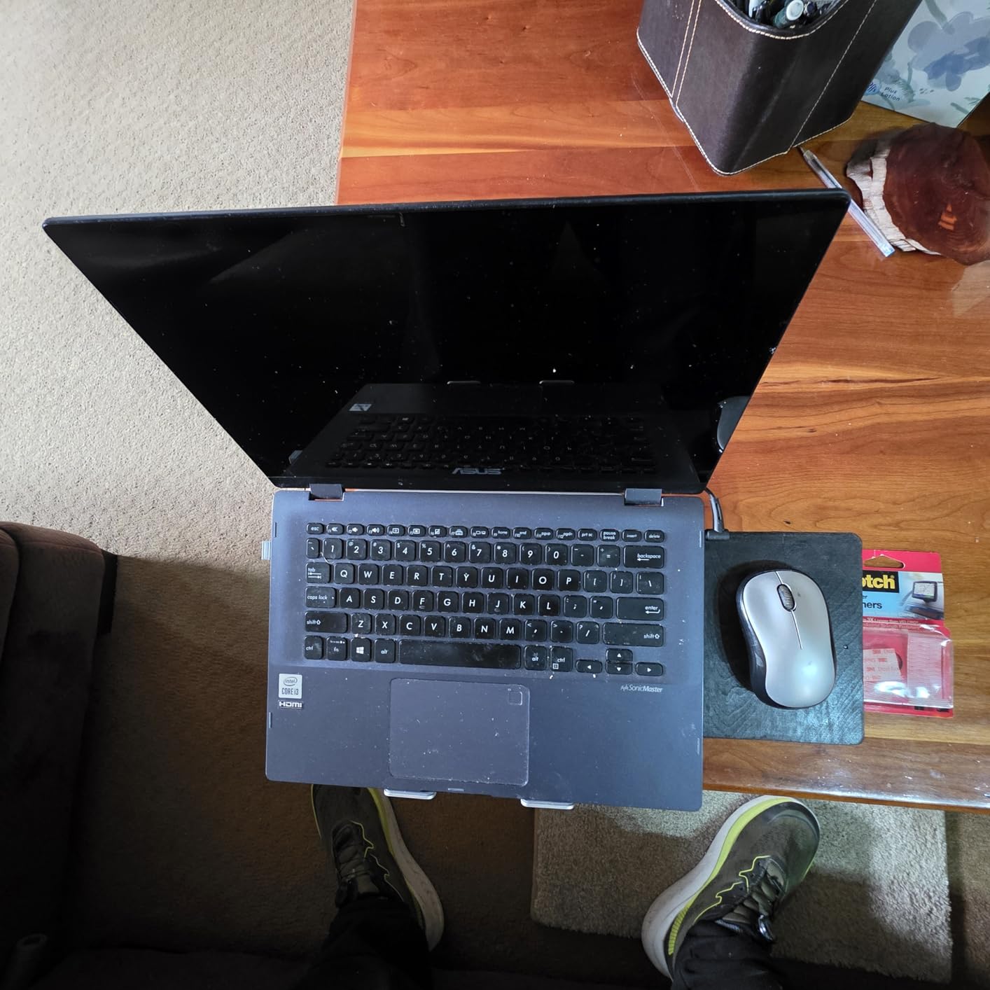 Nulaxy Fully Adjustable Laptop Stand for Desk, Dual Foldable Computer Riser with Heat-Vent, Ergonomic Notebook Holder Portable Office Accessories Compatible with Most Laptops, Black customer photo 2