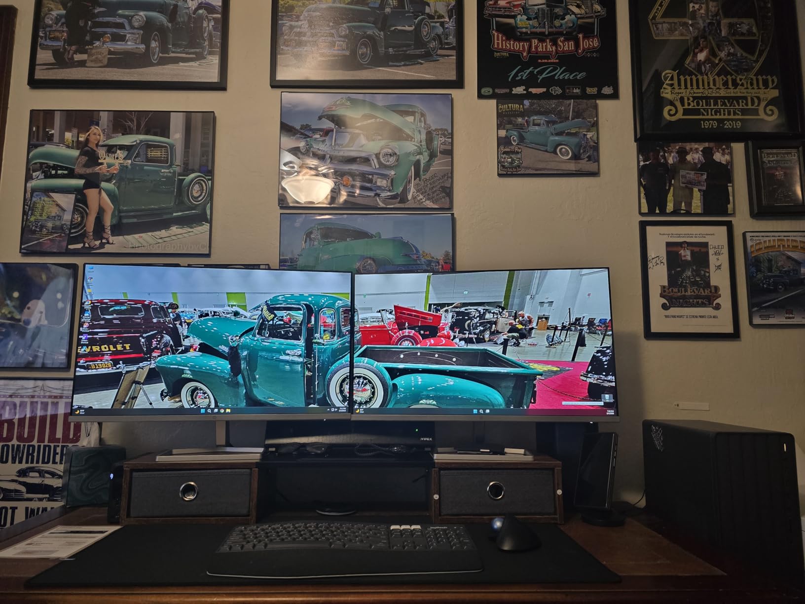 WESTREE Dual Monitor Stand Riser with Two Drawers, Extra Large Storage for 2 Monitors, Desktop Oraganizer Computer,Laptop,Screen,Printer,TV customer photo 2