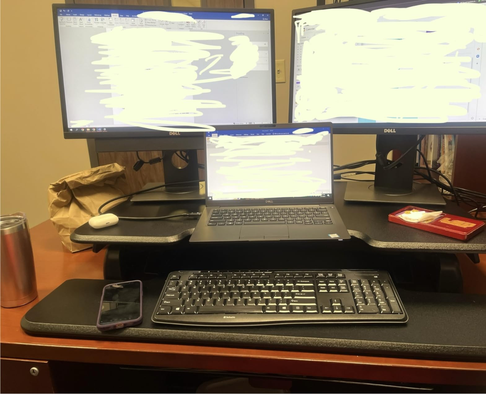 Vari - VariDesk Essential 36 - Two-Tier Standing Desk Converter for Monitor & Accessories - Height Adjustable Sit Stand Desk - Fully Assembled Monitor Riser for Home Office - 36