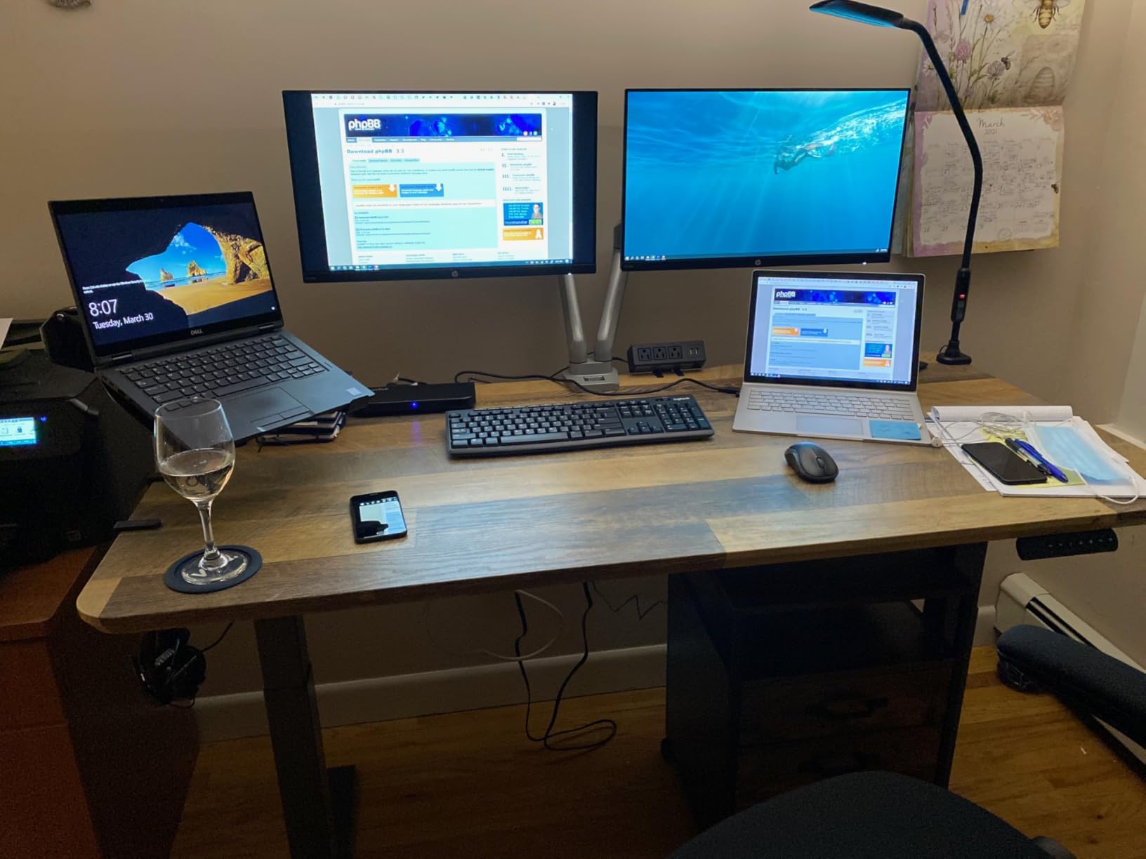 Vari Classic Electric Standing Desk - VariDesk Height Adjustable Sit/Stand Desk - Dual Motor with Memory Presets, Stable T-Style Legs - Gaming or Home Office Workstation - 72