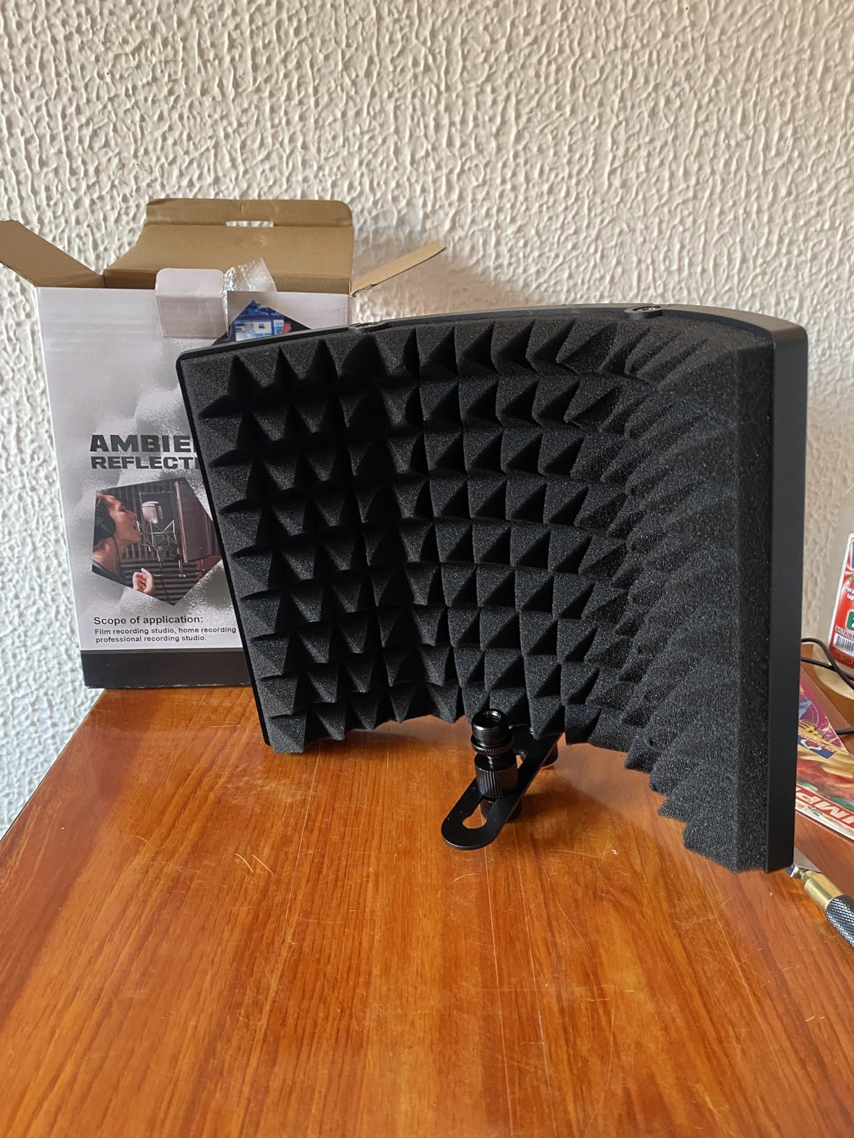 Microphone Isolation Shield, Foldable Mic Sound Absorbing Foam for Condenser Microphone Mic Arm Stand Recording Equipment Studio, High Density Absorbent Foam to Filter Vocal by Frgyee customer photo 1