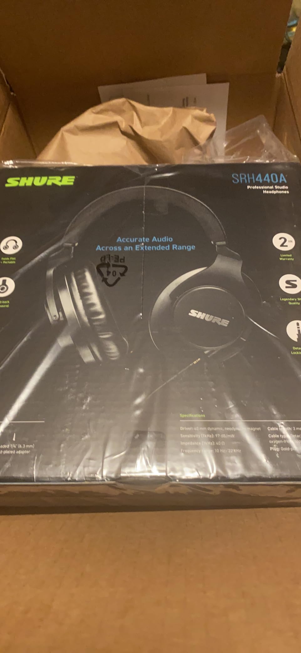 Shure SRH440A Over-Ear Wired Studio Headphones - Professional Monitoring & Recording Earphones with Accurate Frequency Response, Adjustable Collapsible Design, Black customer photo 1
