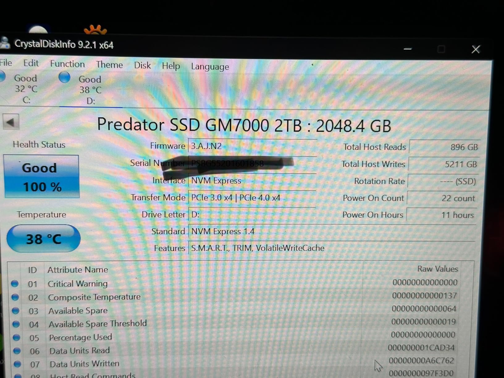Predator M.2 SSD 2TB GM7000 with DRAM cache NVMe 1.4 2280 PCIe Gen4×4 Ultra high speed (maximum read: 7400MB/s, max write: 6700MB/s) 3D NAND TLC Internal SSD customer photo 1