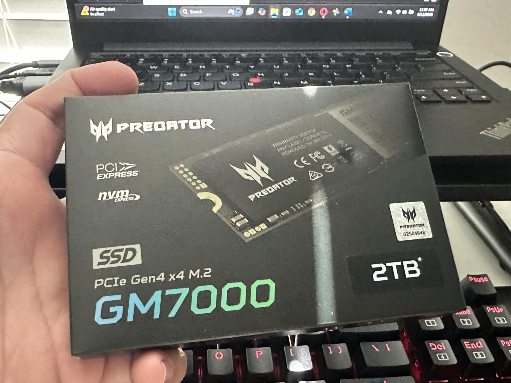 Predator M.2 SSD 2TB GM7000 with DRAM cache NVMe 1.4 2280 PCIe Gen4×4 Ultra high speed (maximum read: 7400MB/s, max write: 6700MB/s) 3D NAND TLC Internal SSD customer photo 2