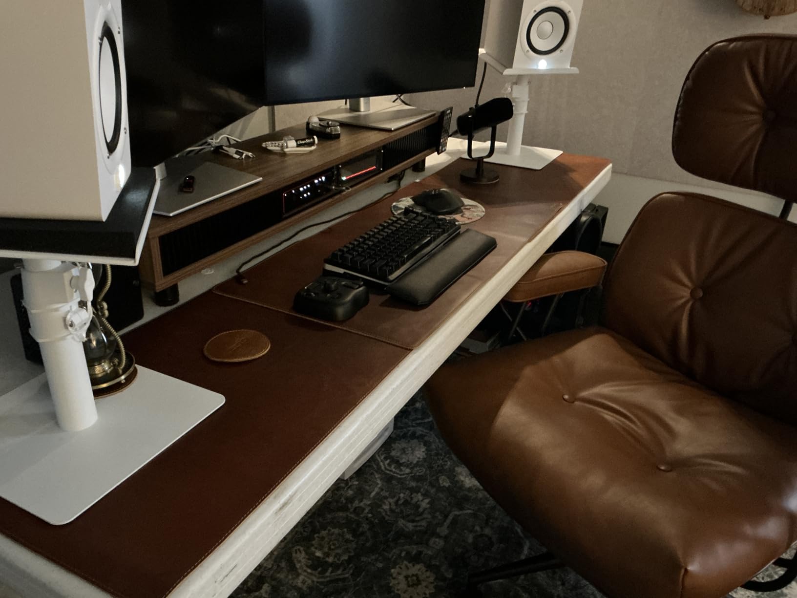 ELIZO Leather Desk Pad Real Leather Desk Mat Thick (3mm) Double Layer (31x15.6) Cover Blotter Desk Protector Large Computer Mat for Keyboard Mouse Pad Table Laptop Mat Office Desktop Accessories customer photo 1