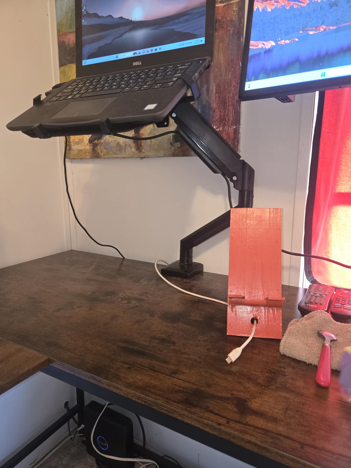 WALI Triple Arm Laptop and Dual Monitor Desk Mount for 17