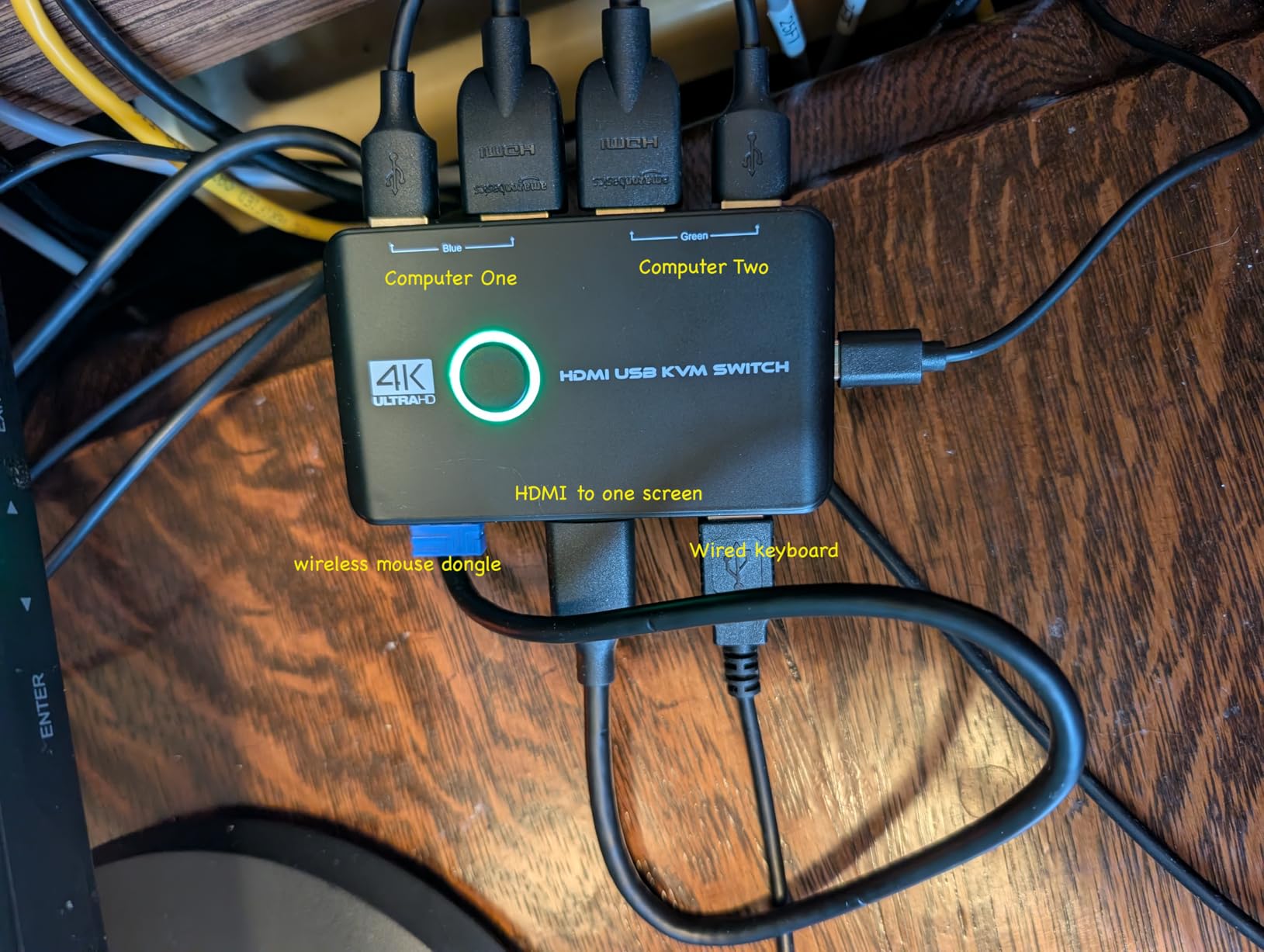 4K KVM Switch HDMI 2 Port Box, USB HDMI KVM Switches for 2 Computers Share Keyboard Mouse Printer and one HD Monitor, Support UHD 4K@60Hz, with 2 USB Cables and 2 HDMI Cables customer photo 1