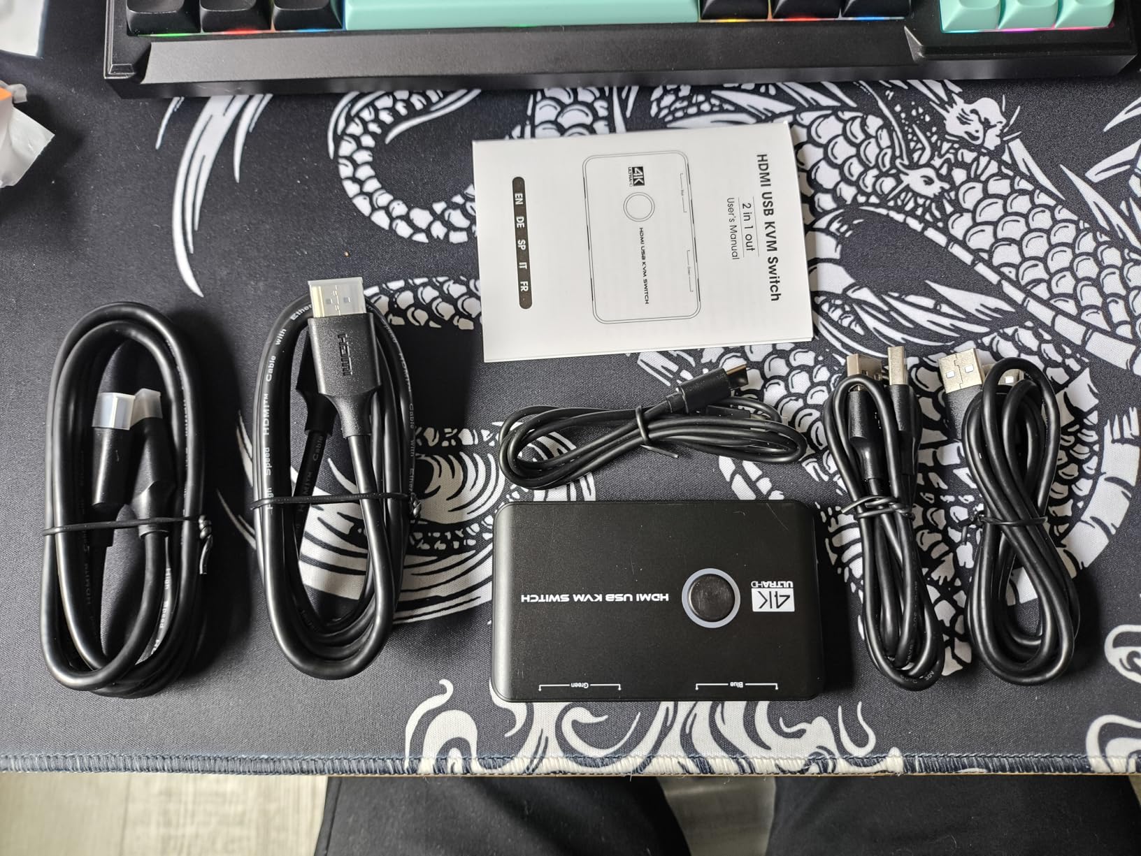 4K KVM Switch HDMI 2 Port Box, USB HDMI KVM Switches for 2 Computers Share Keyboard Mouse Printer and one HD Monitor, Support UHD 4K@60Hz, with 2 USB Cables and 2 HDMI Cables customer photo 2