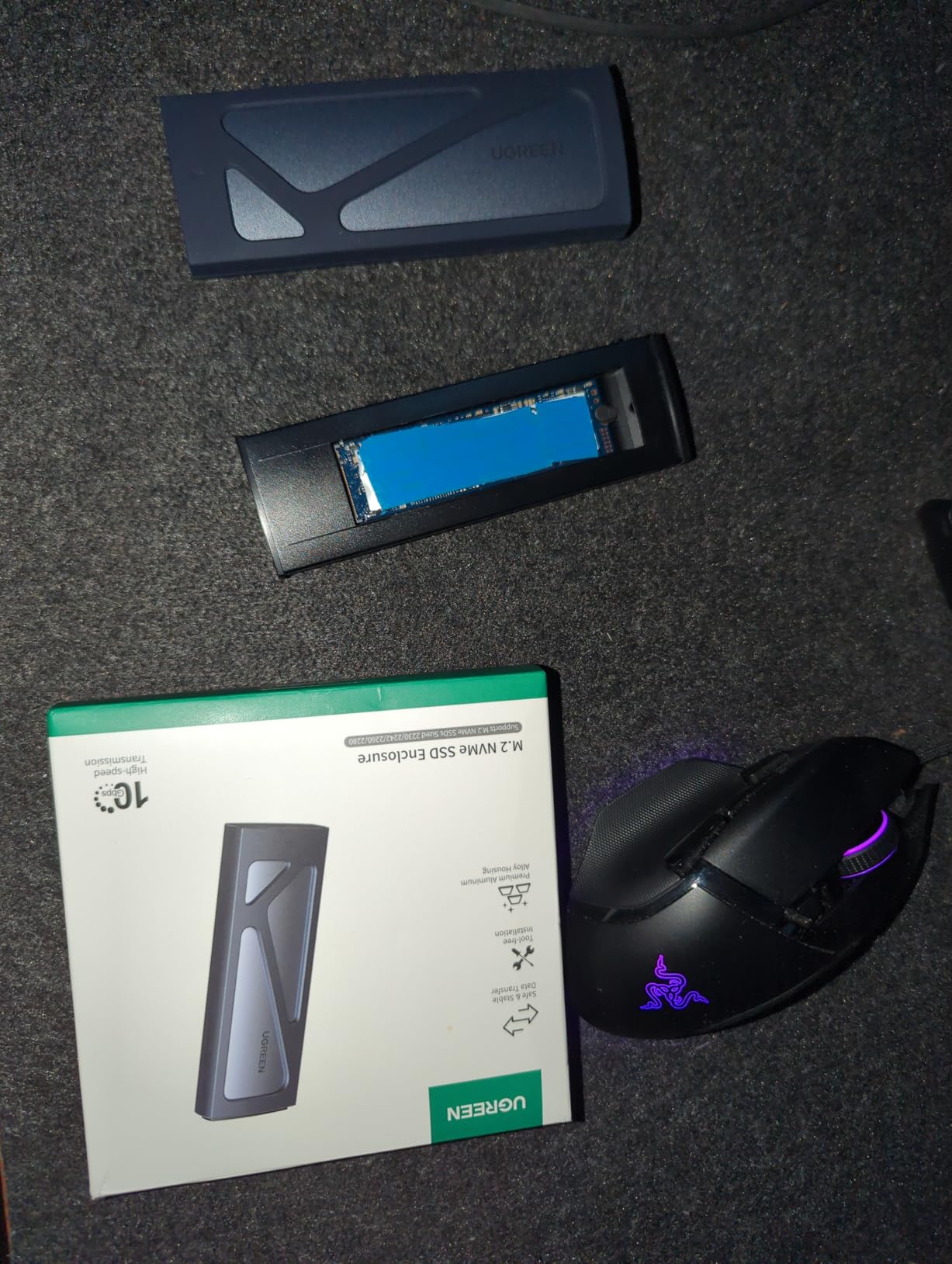 UGREEN SSD Enclosure, Tool-Free USB C External, 10Gbps M.2 NVMe to USB Adapter/Reader Supports M and B&M Keys and Size 2230/2242/2260/2280 SSDs customer photo 2