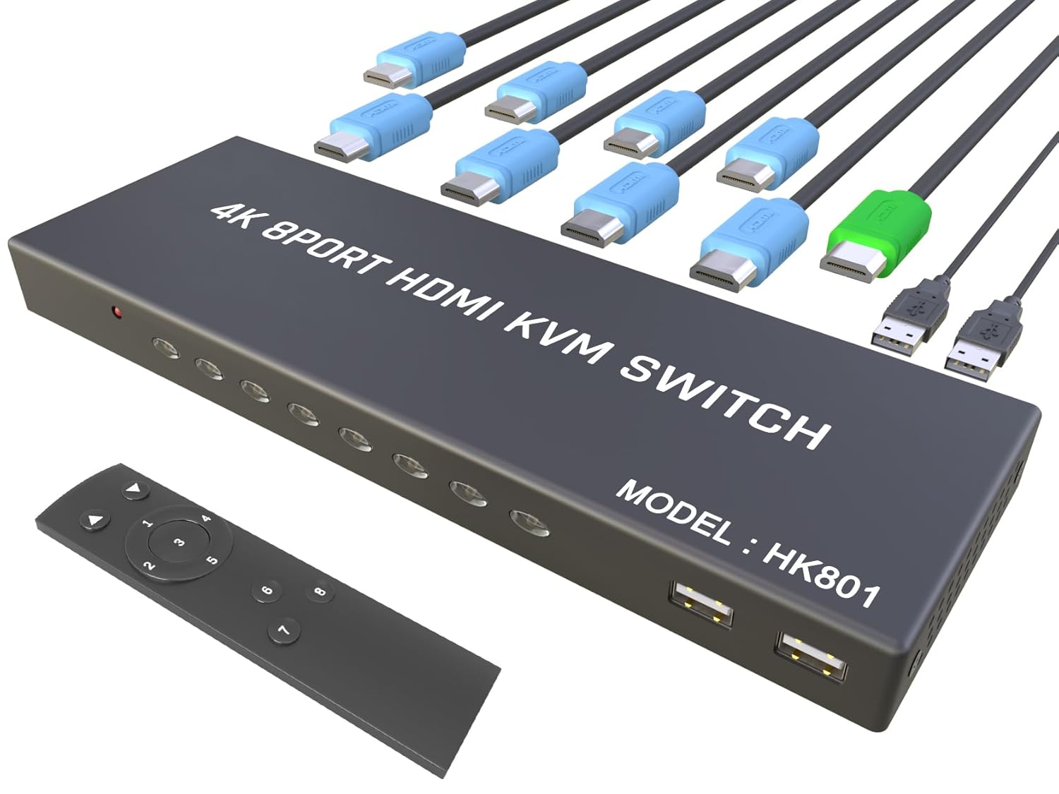 KVM Switch HDMI 8 Port - HDMI Switch with Remote- USB Switch Selector for 8 Computers Share Keyboard Mouse Printer, Flash Drive, HD Monitor, Support 4K@60Hz, 8 KVM Cables 1 Remote Included customer photo 1