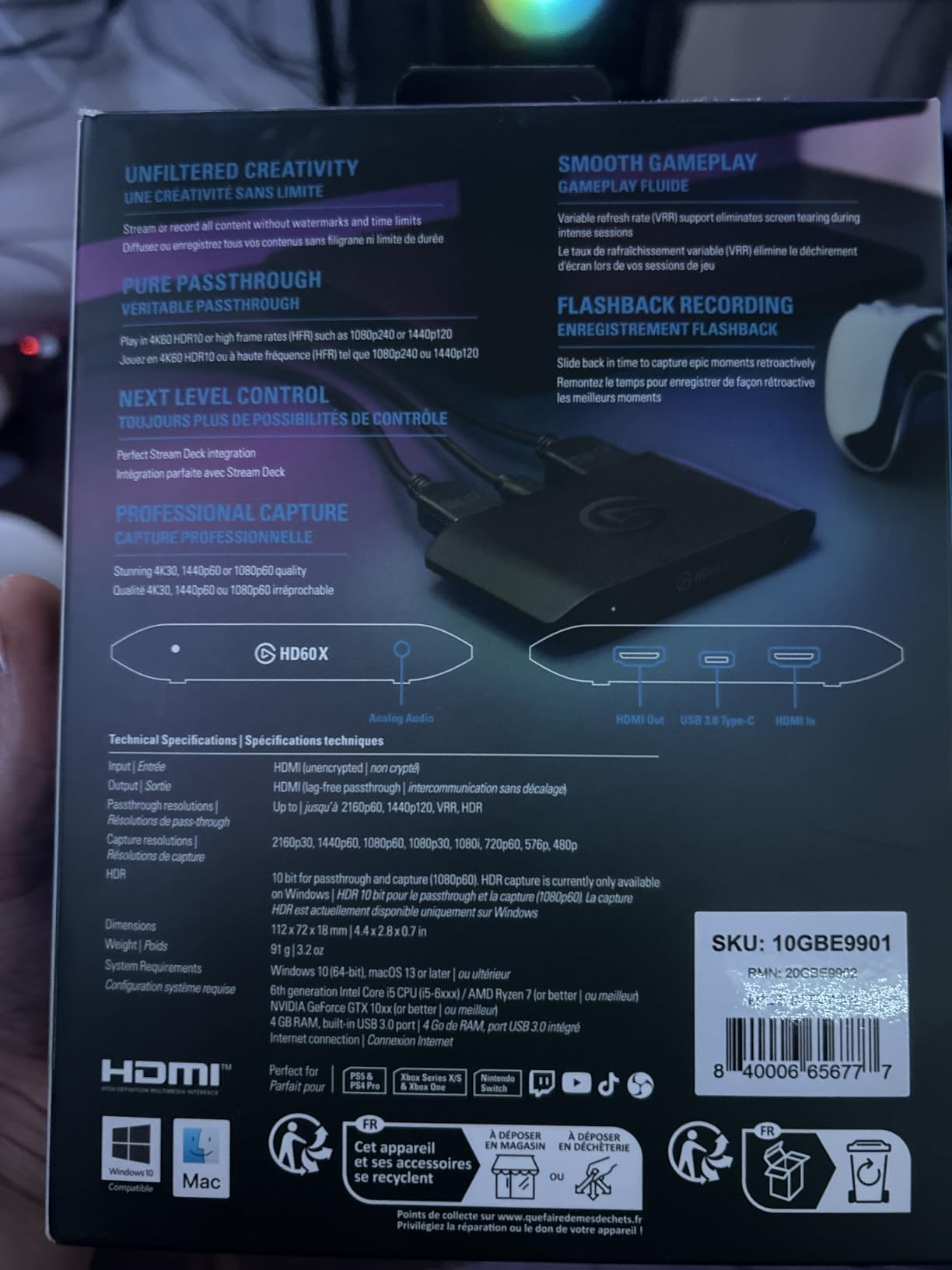 Elgato HD60 X - Stream and Record in 1080p60 HDR10 or 4K30 with Ultra-low Latency on PS5|Pro, PS4|Pro, Xbox Series X/S, Xbox One X|S, Nintendo Switch 2, in OBS and More, Works with PC and Mac customer photo 2