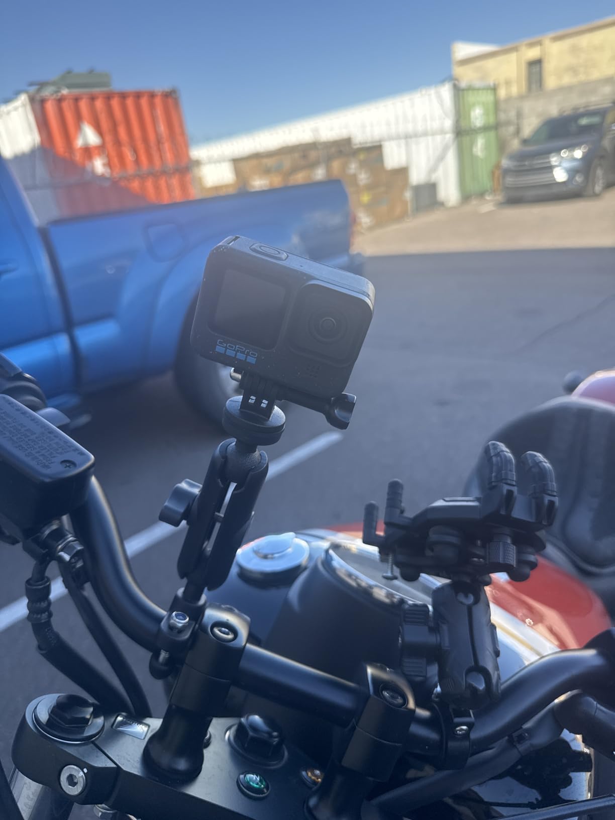 360°Motorcycle Camera Mount for GoPro Bike Holder Handlebar Mount Bracket 1/4 Metal Stand GoPro Hero10/9/8/7/6/5/4/3+ Action Cameras Accessory (Fits Bicycle Utv Motorcycle Handlebar Holder) customer photo 1